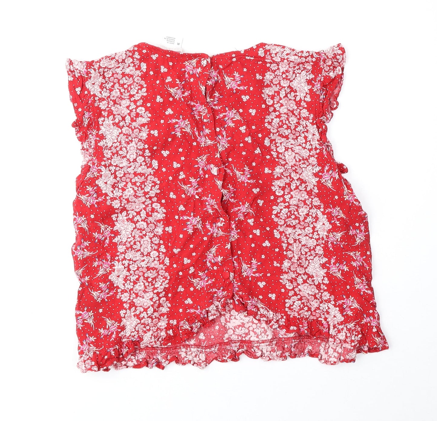 Cooperative Womens Red Floral Viscose Basic Blouse Size M Round Neck
