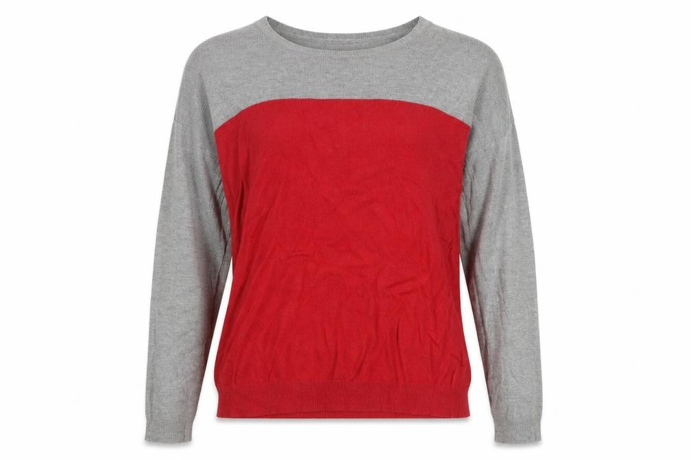 Linea Womens Grey Boat Neck Viscose Pullover Jumper Size S - Colourblock