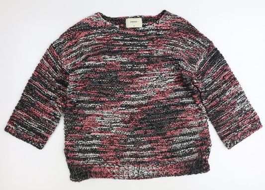 Papaya Womens Pink Boat Neck Geometric Acrylic Pullover Jumper Size M