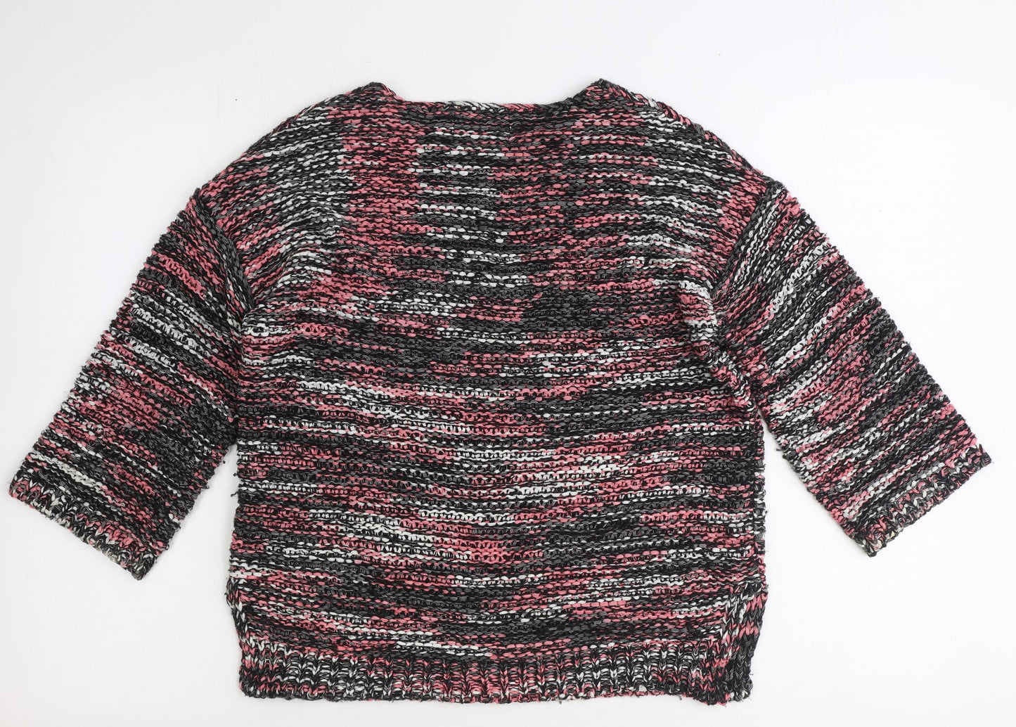 Papaya Womens Pink Boat Neck Geometric Acrylic Pullover Jumper Size M