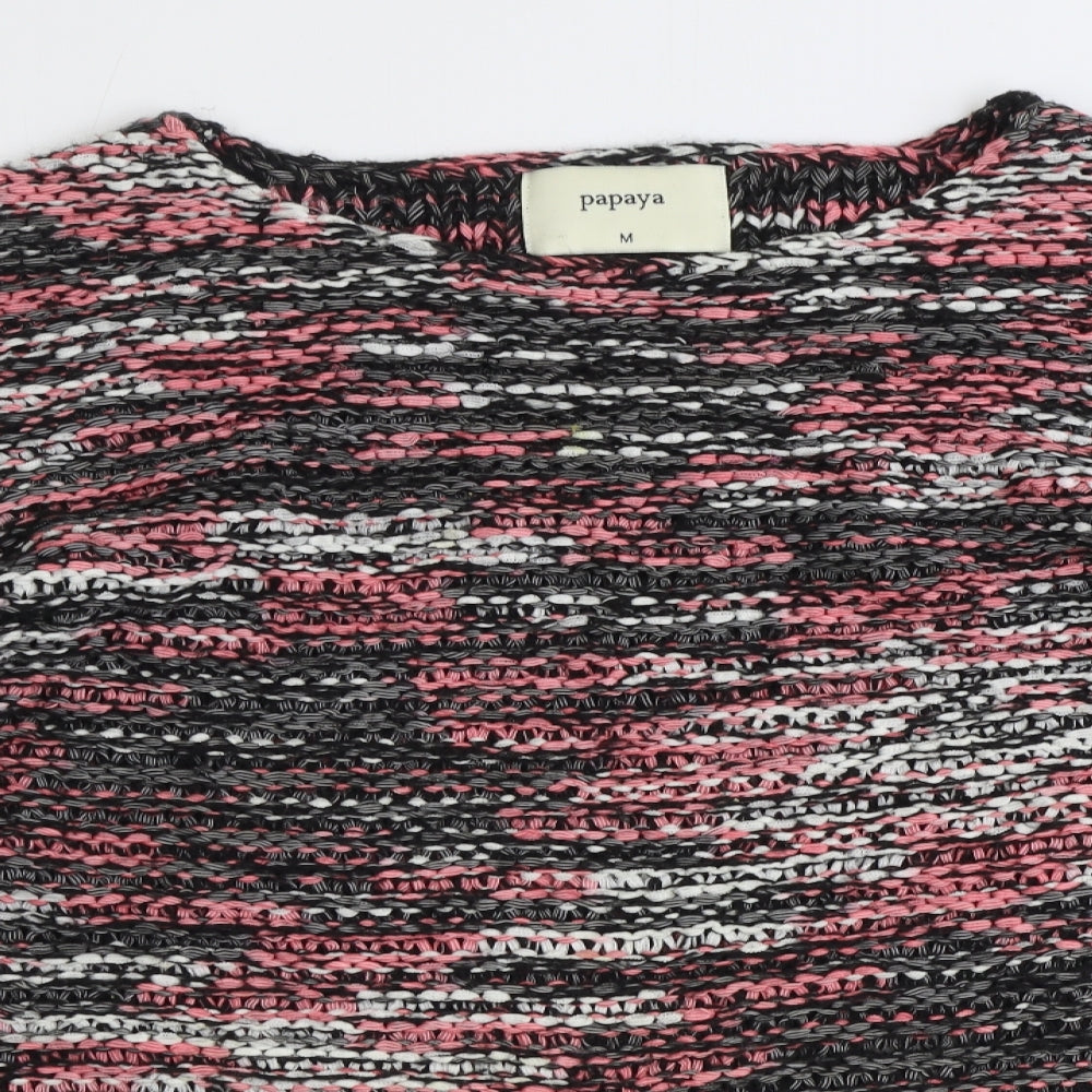 Papaya Womens Pink Boat Neck Geometric Acrylic Pullover Jumper Size M