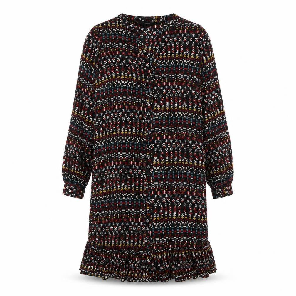 papaya Womens Multicoloured Geometric Polyester Mermaid Size 10 V-Neck Button