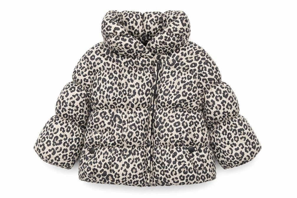 F&F Girls Brown Animal Print Puffer Jacket Jacket Size 6-9 Months Zip - Leopard Print