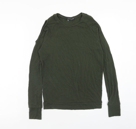 Select Womens Green Viscose Pullover Sweatshirt Size 6 Pullover - Cold Shoulder