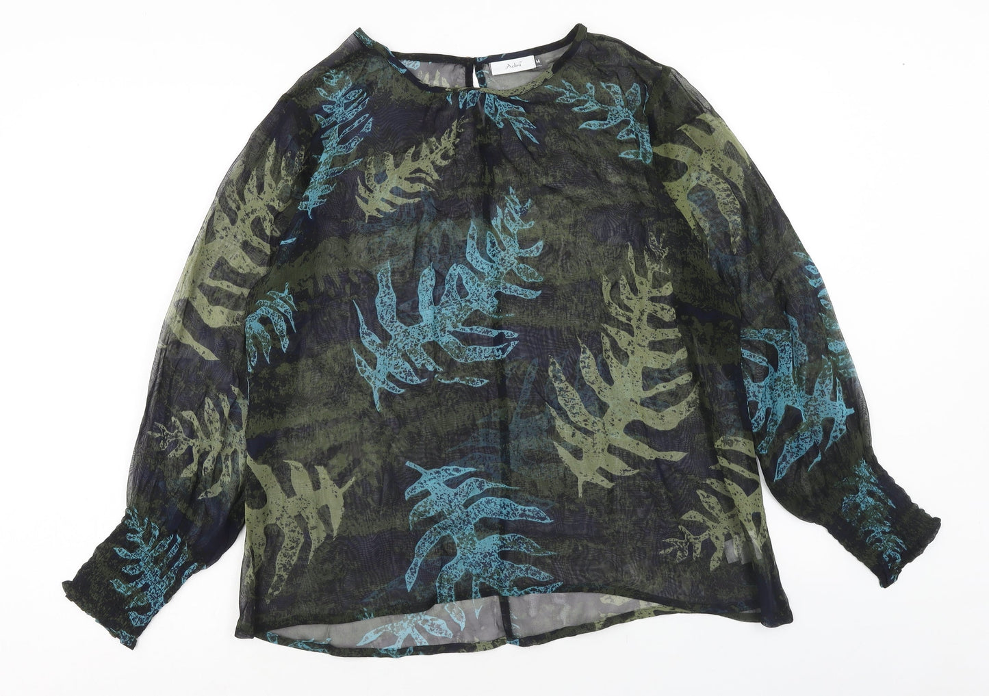 Adini Womens Multicoloured Geometric Viscose Basic Blouse Size M Scoop Neck - Leaf Print