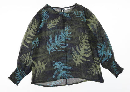 Adini Womens Multicoloured Geometric Viscose Basic Blouse Size M Scoop Neck - Leaf Print