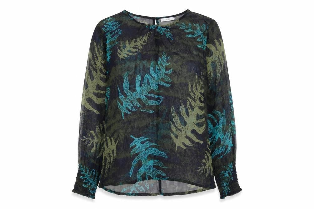 Adini Womens Multicoloured Geometric Viscose Basic Blouse Size M Scoop Neck - Leaf Print