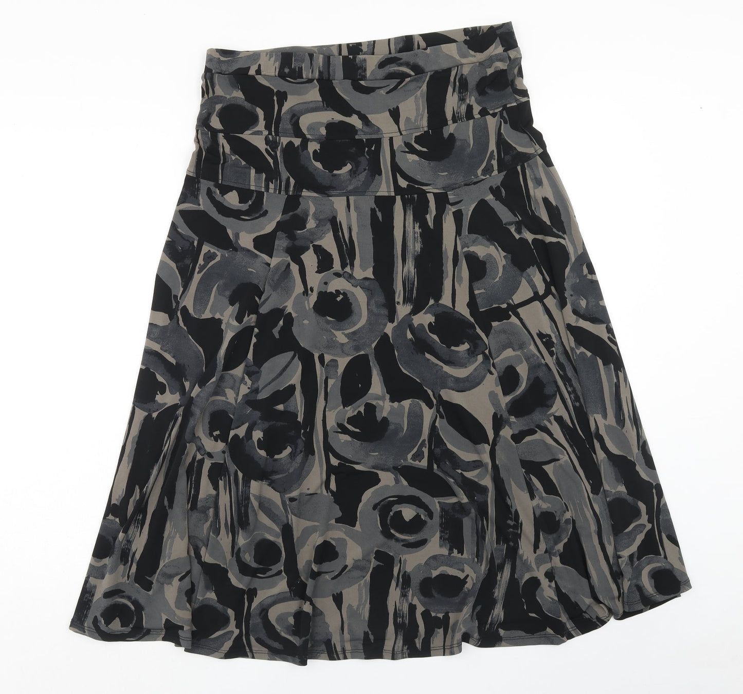 Preworn Womens Black Geometric Polyester Swing Skirt Size 34 in