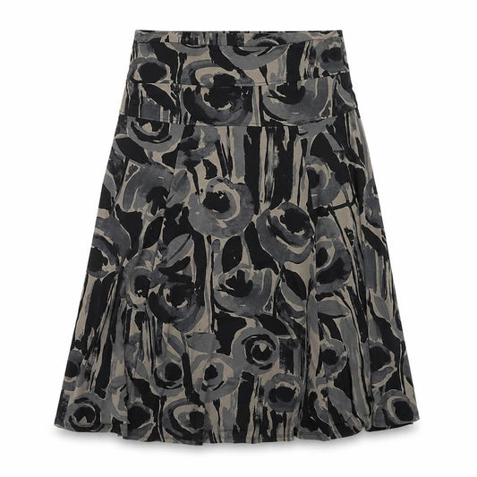Preworn Womens Black Geometric Polyester Swing Skirt Size 34 in