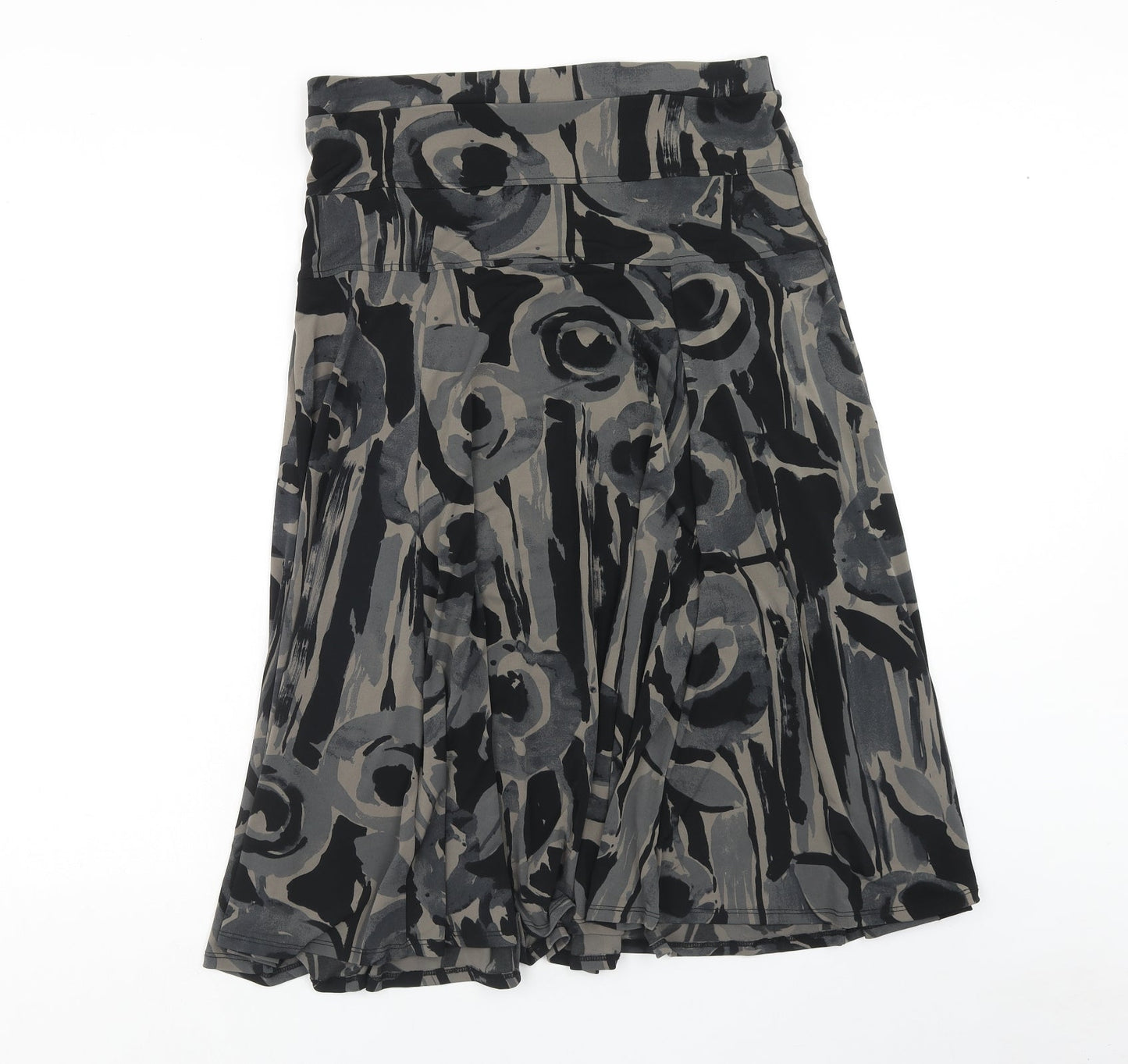 Preworn Womens Black Geometric Polyester Swing Skirt Size 34 in