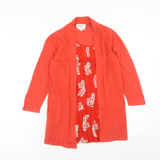 NEXT Womens Red Floral Cotton Basic Blouse Size 6 Scoop Neck - Twin Set