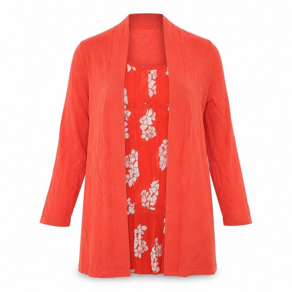 NEXT Womens Red Floral Cotton Basic Blouse Size 6 Scoop Neck - Twin Set