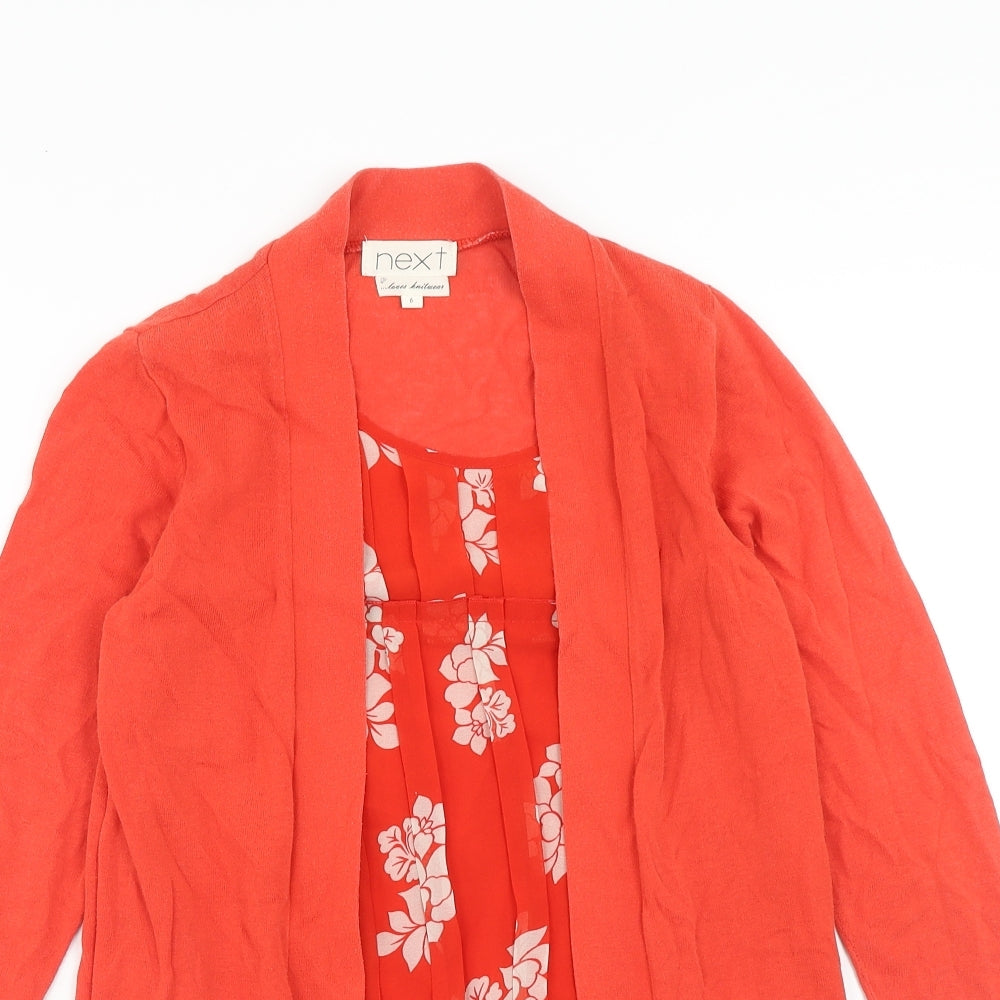 NEXT Womens Red Floral Cotton Basic Blouse Size 6 Scoop Neck - Twin Set