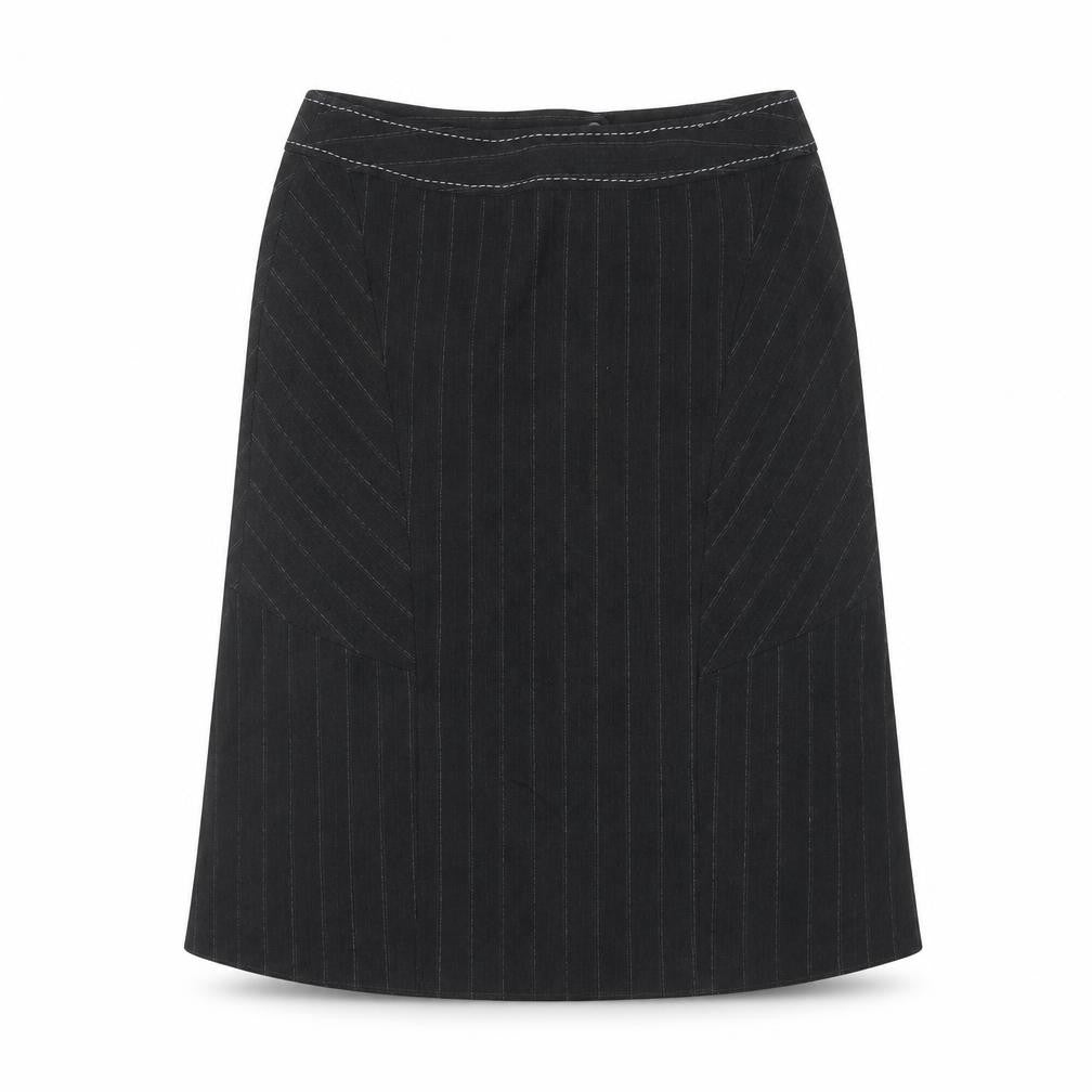 Oli Womens Black Striped Polyester A-Line Skirt Size 12 Zip