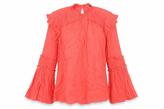 River Island Womens Pink Cotton Basic Blouse Size 8 Round Neck