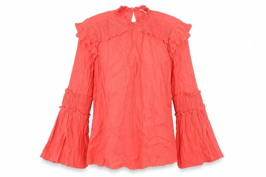 River Island Womens Pink Cotton Basic Blouse Size 8 Round Neck