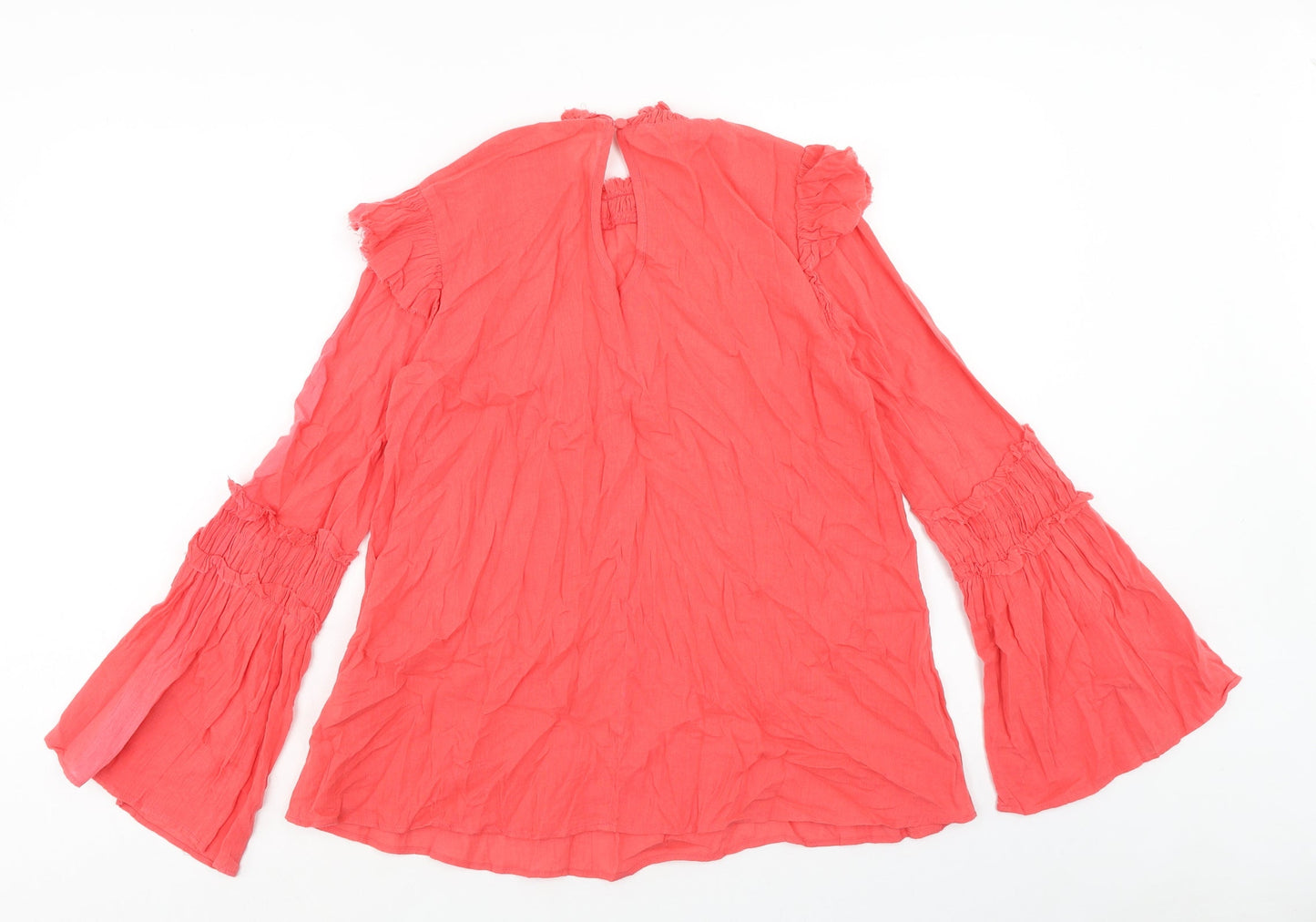 River Island Womens Pink Cotton Basic Blouse Size 8 Round Neck