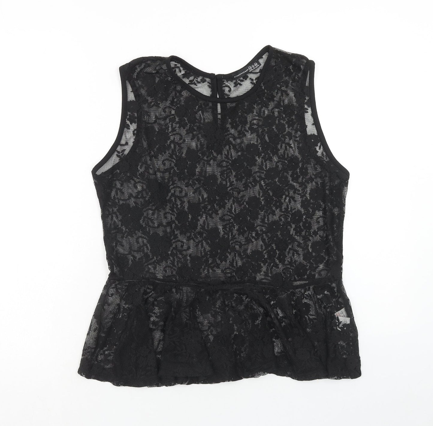 Atmosphere Womens Black Polyester Basic Tank Size 14 Boat Neck