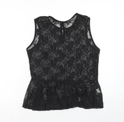 Atmosphere Womens Black Polyester Basic Tank Size 14 Boat Neck