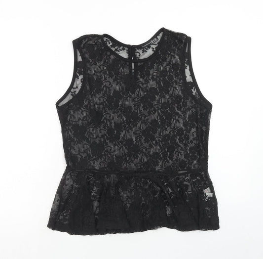 Atmosphere Womens Black Polyester Basic Tank Size 14 Boat Neck