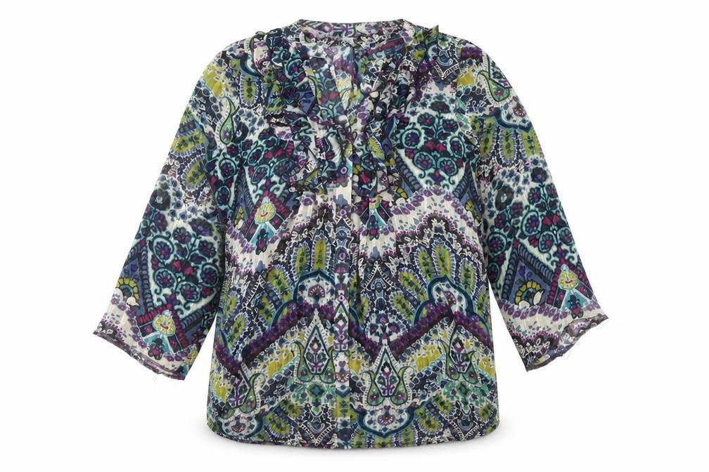 Wallis Womens Multicoloured Geometric Polyester Basic Blouse Size S V-Neck