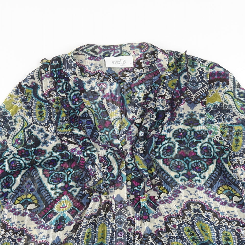Wallis Womens Multicoloured Geometric Polyester Basic Blouse Size S V-Neck
