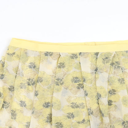 Preloved Topman Womens Yellow Geometric Polyester Flare Skirt Size 12 Zip - Detail