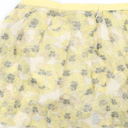 Preloved Topman Womens Yellow Geometric Polyester Flare Skirt Size 12 Zip - Label