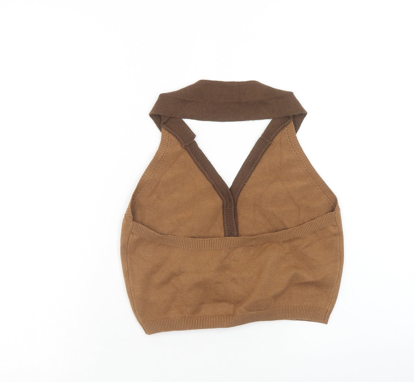 ROMWE Womens Brown Viscose Cropped Tank Size M Halter