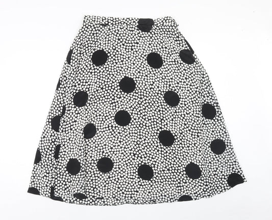 Preworn Womens White Polka Dot Polyester Swing Skirt Size 32 in Zip