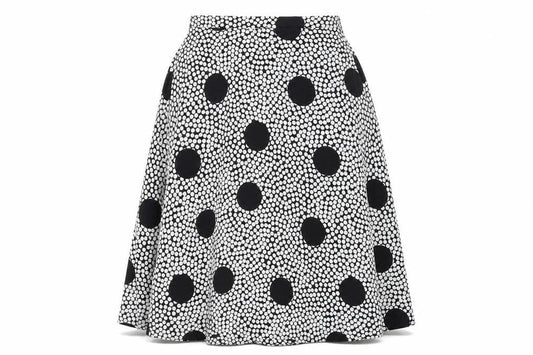 Preworn Womens White Polka Dot Polyester Swing Skirt Size 32 in Zip