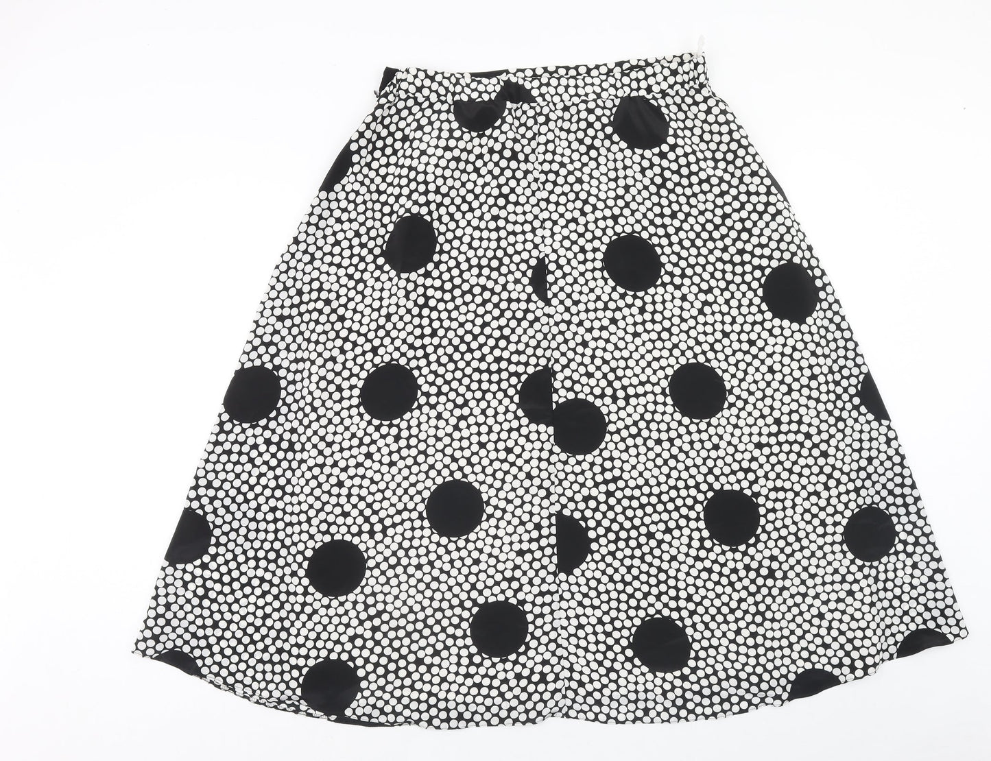 Preworn Womens White Polka Dot Polyester Swing Skirt Size 32 in Zip