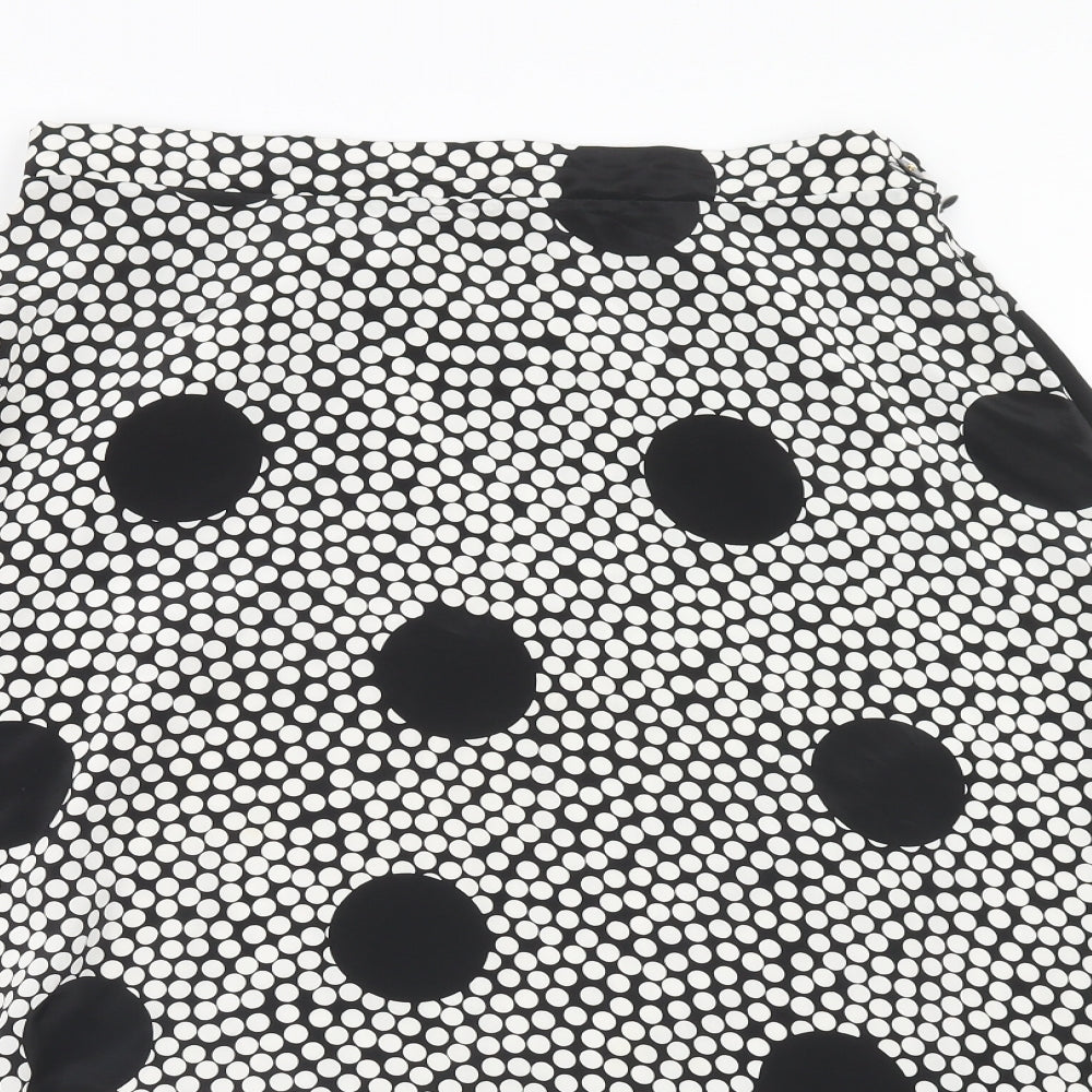 Preworn Womens White Polka Dot Polyester Swing Skirt Size 32 in Zip