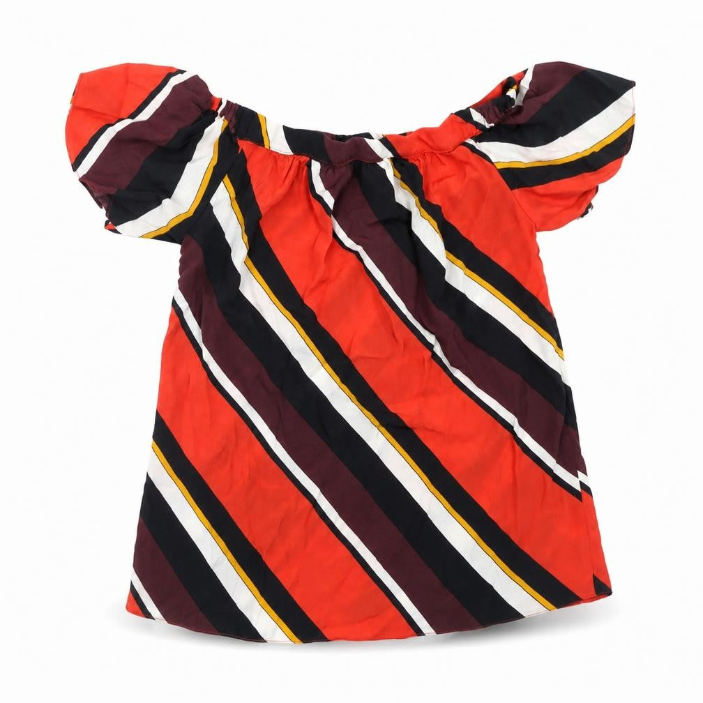 F&F Womens Multicoloured Striped Viscose Basic Blouse Size 8 Off the Shoulder