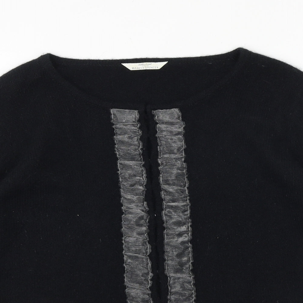 Marks and Spencer Womens Black Round Neck 100% Cotton Pullover Jumper Size 12