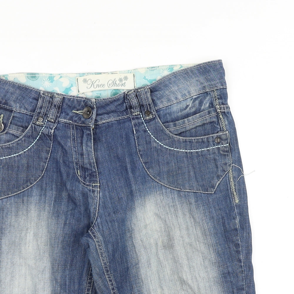 Cherokee Womens Blue 100% Cotton Bermuda Shorts Size 34 in L15 in Regular Zip