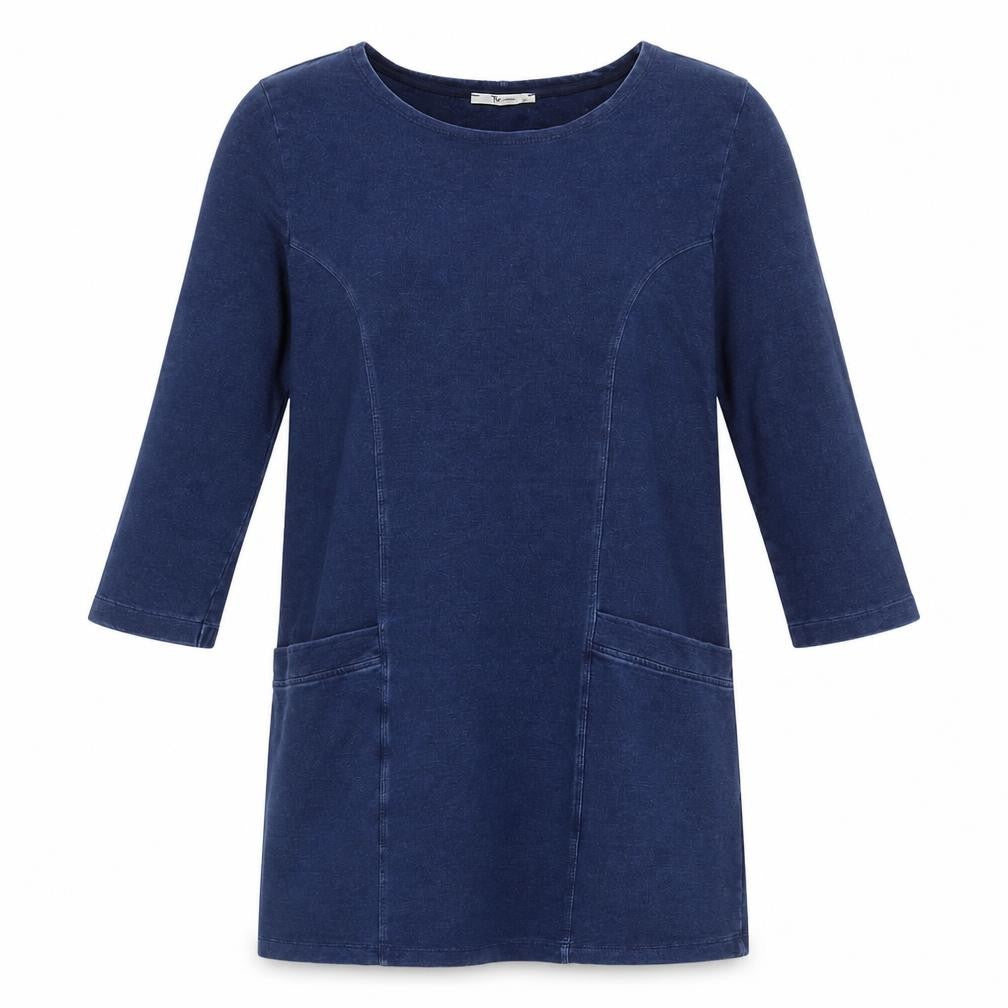 TU Womens Blue 100% Cotton A-Line Size 10 Round Neck Pullover