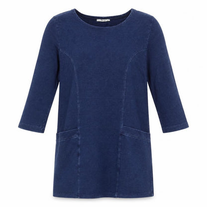 Tu Womens Blue 100% Cotton A-Line Size 10 Round Neck Pullover