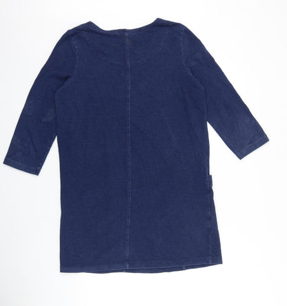 Tu Womens Blue 100% Cotton A-Line Size 10 Round Neck Pullover