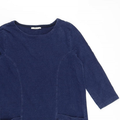 Tu Womens Blue 100% Cotton A-Line Size 10 Round Neck Pullover