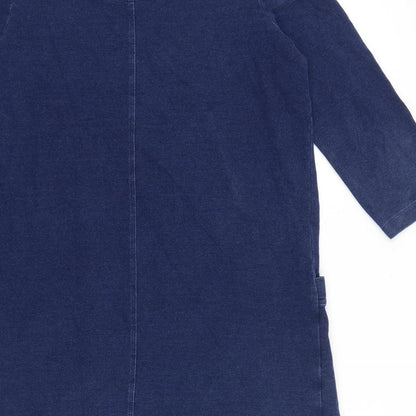 Tu Womens Blue 100% Cotton A-Line Size 10 Round Neck Pullover