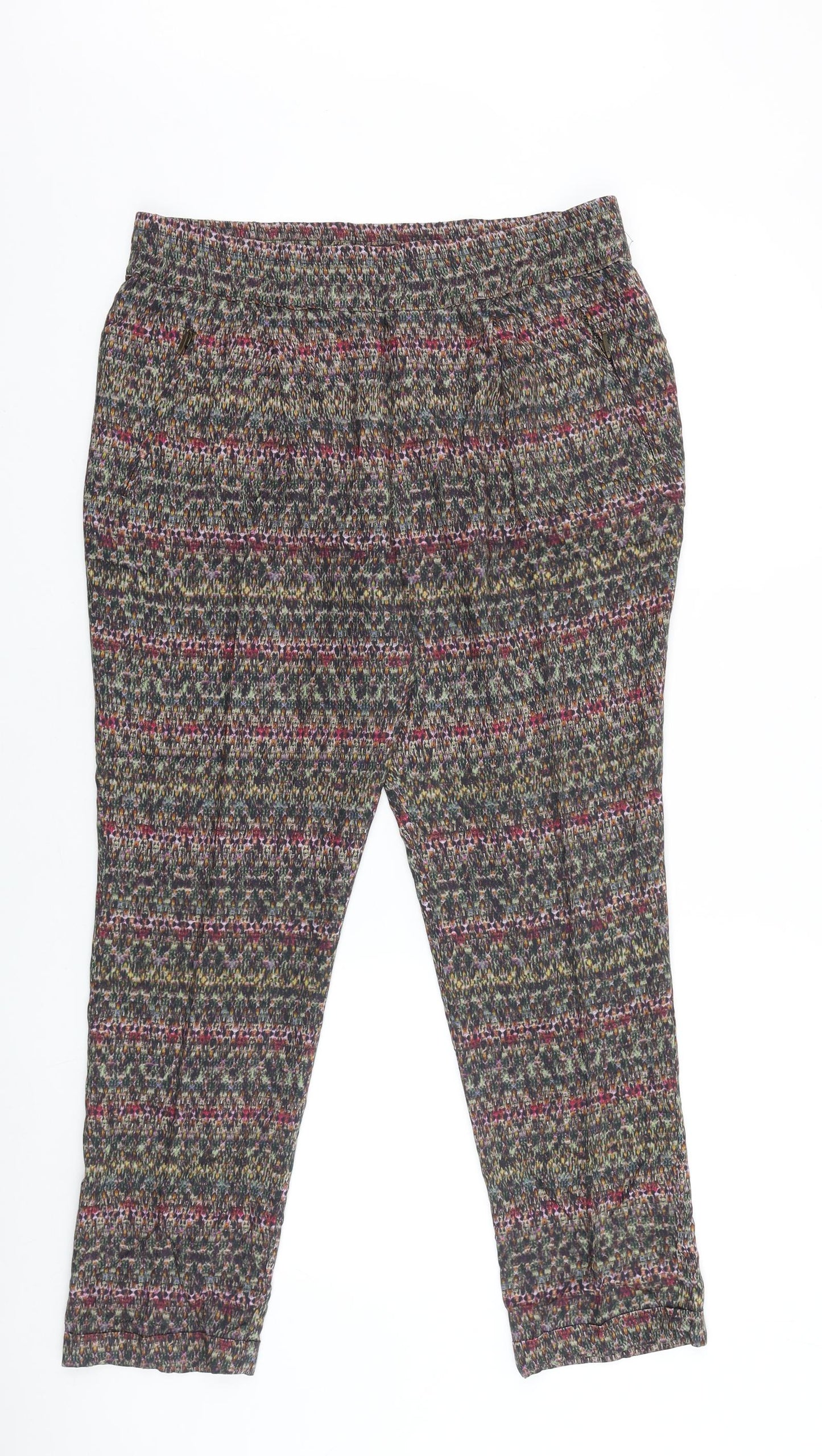 Zara Womens Multicoloured Geometric Viscose Trousers Size L L27 in Regular