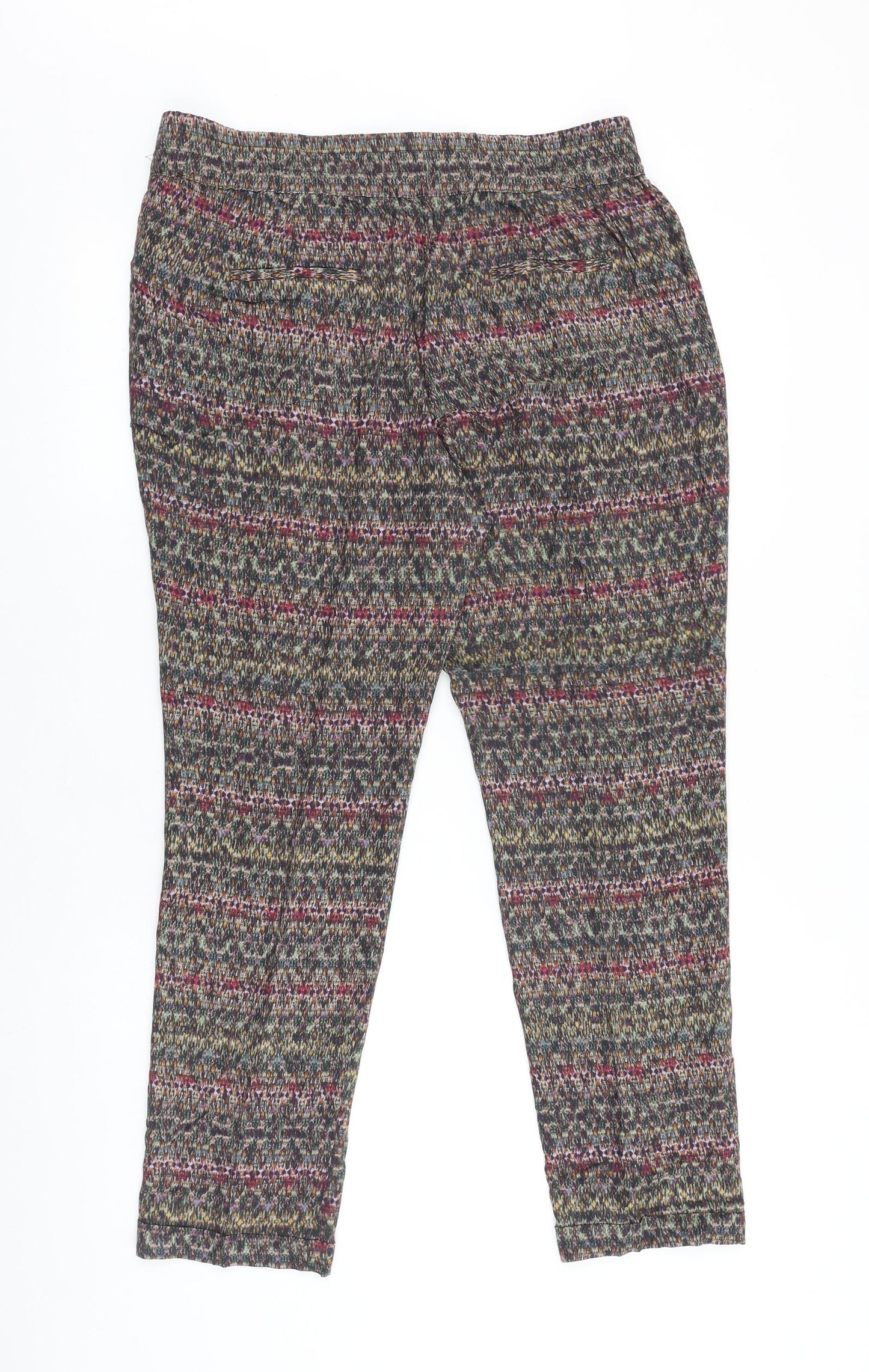 Zara Womens Multicoloured Geometric Viscose Trousers Size L L27 in Regular