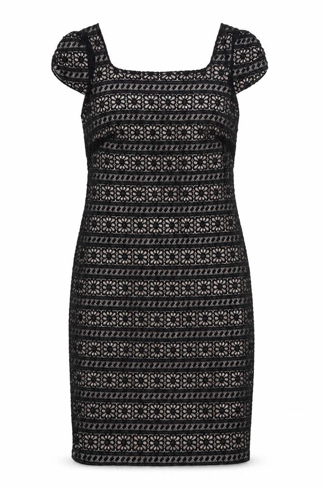 Marks & Spencer Womens Black 100% Cotton Pencil Dress Size 8 Square Neck Pullover