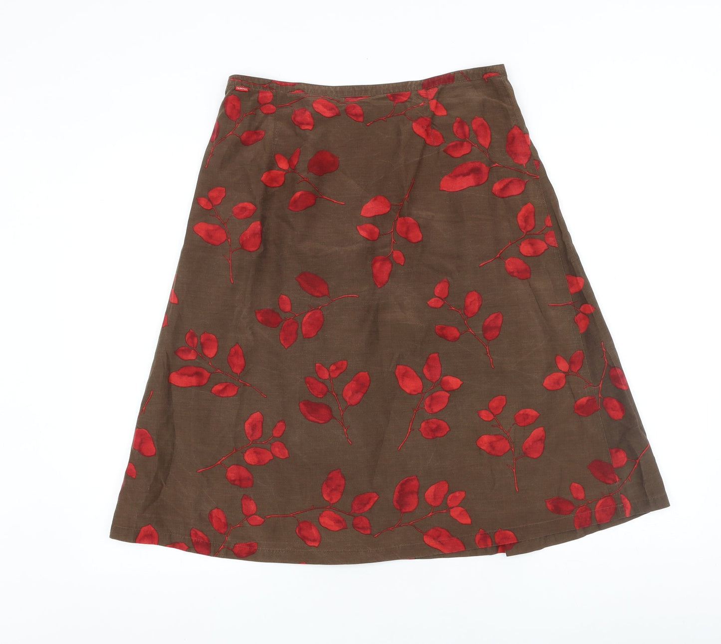 Jackpot Womens Brown Floral Cotton Swing Skirt Size 10 Zip
