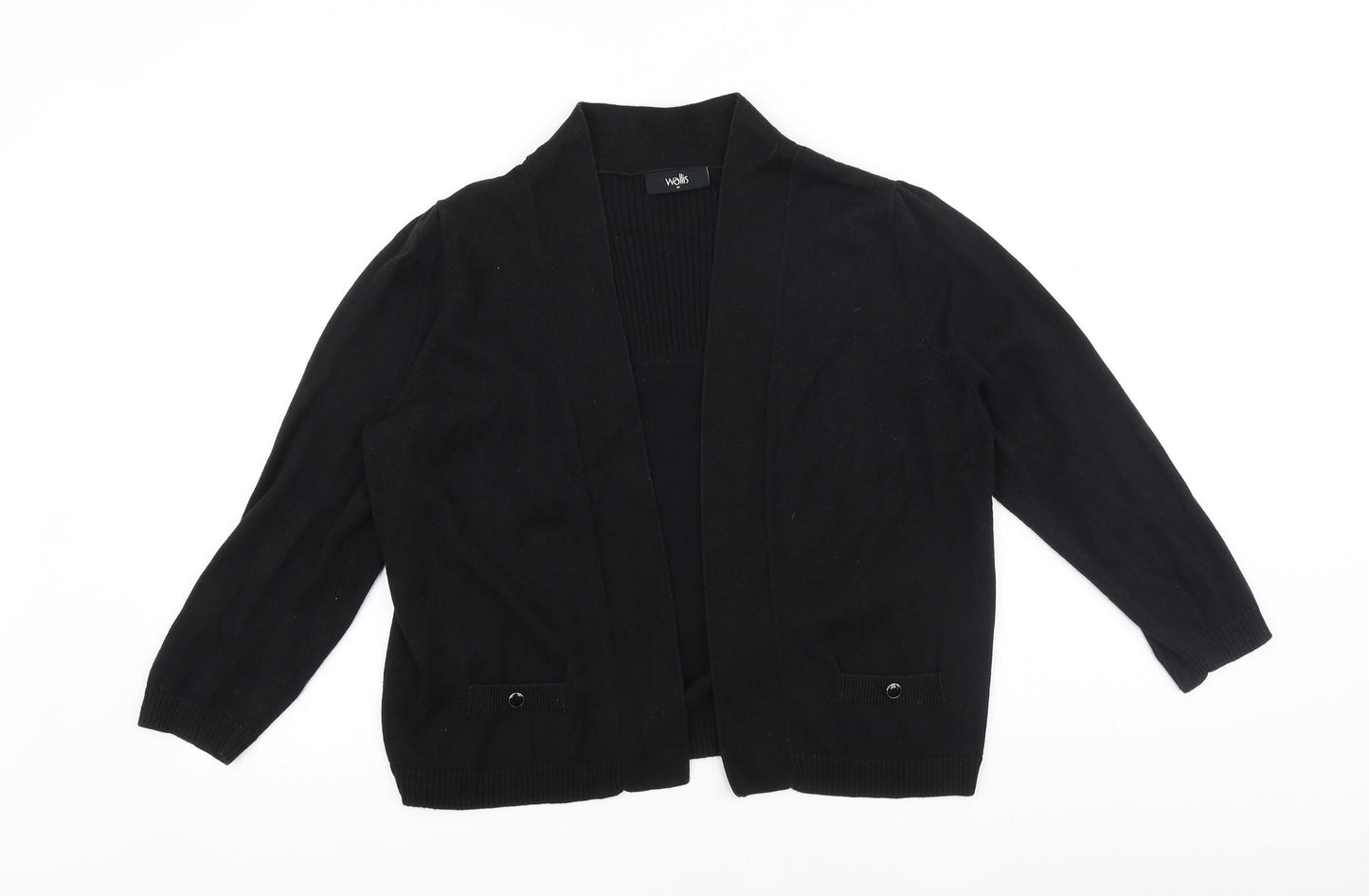 Wallis Womens Black V-Neck 100% Cotton Cardigan Jumper Size M