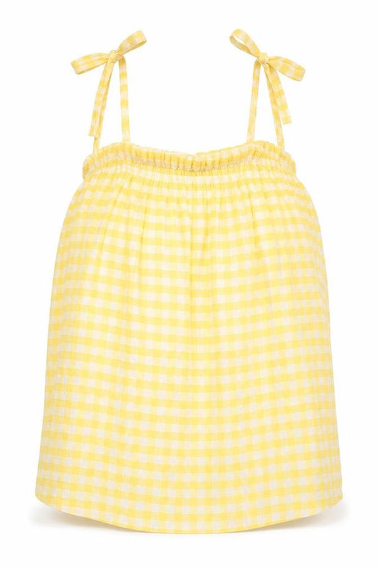 George Womens Yellow Check Viscose Camisole Tank Size 12 Square Neck - Gingham Tie Shoulder