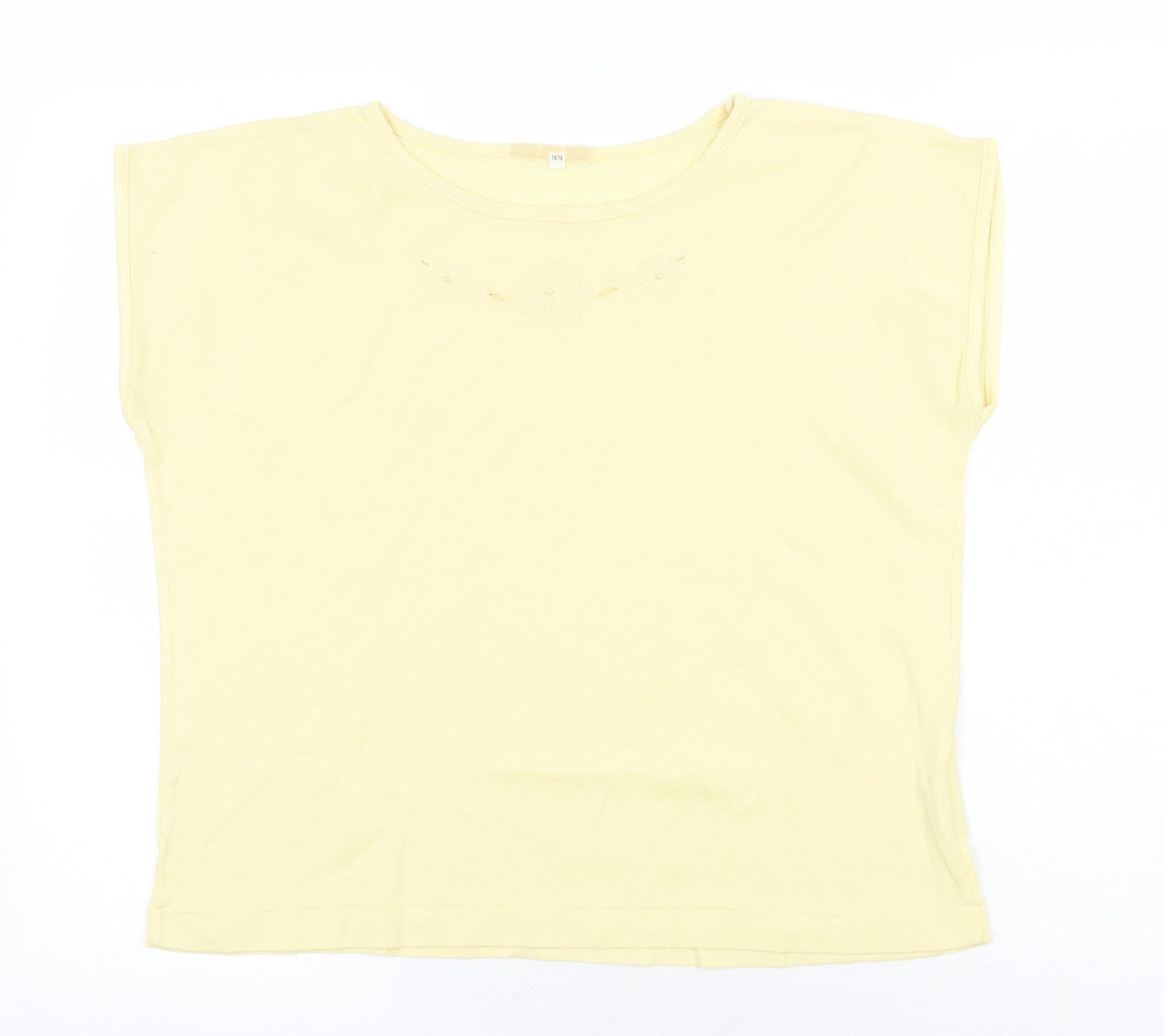 Littlewoods Womens Yellow Polyester Basic T-Shirt Size 14 Round Neck