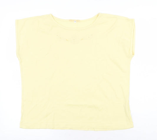 Littlewoods Womens Yellow Polyester Basic T-Shirt Size 14 Round Neck