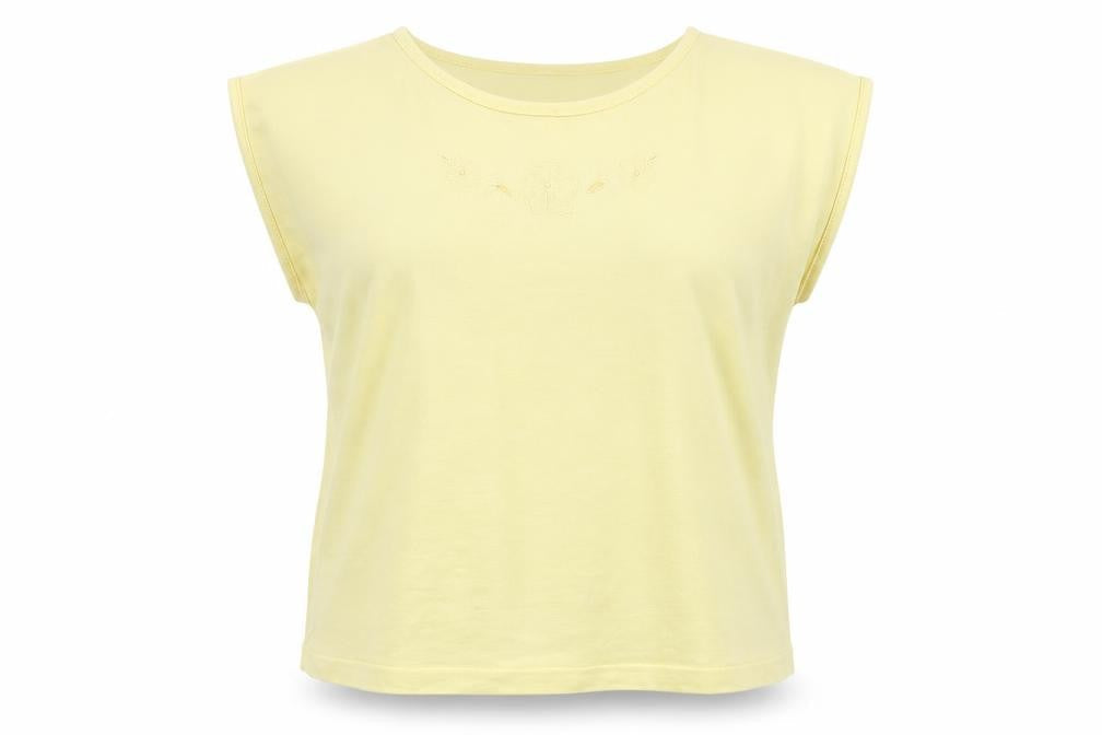 Littlewoods Womens Yellow Polyester Basic T-Shirt Size 14 Round Neck